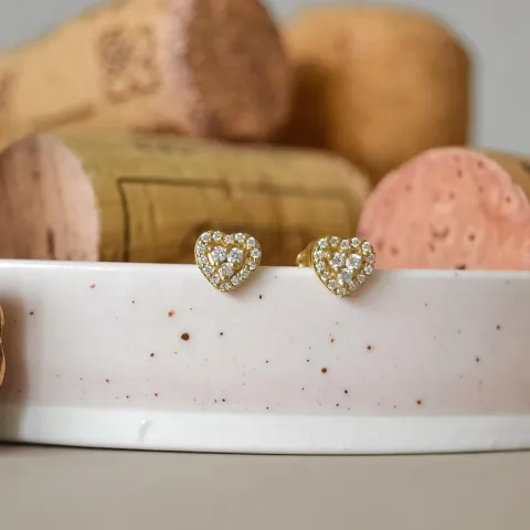 hart diamant oorsteker in 14 karaat goud met diamant 
