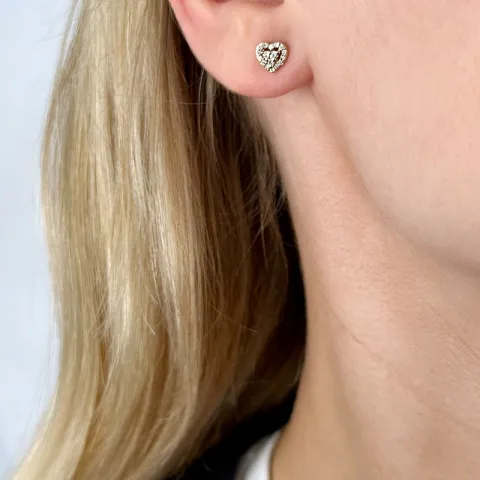hart diamant oorsteker in 14 karaat goud met diamant 