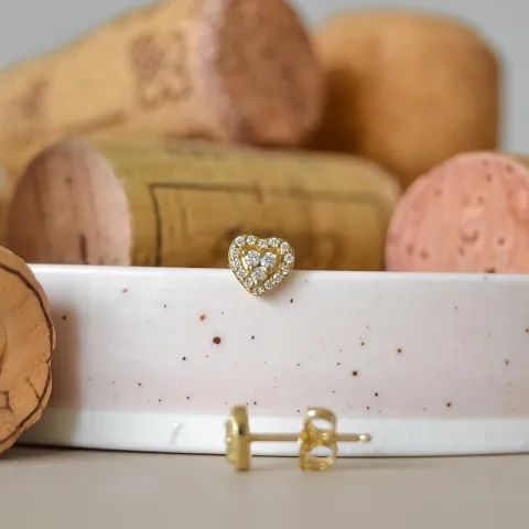 hart diamant oorsteker in 14 karaat goud met diamant 