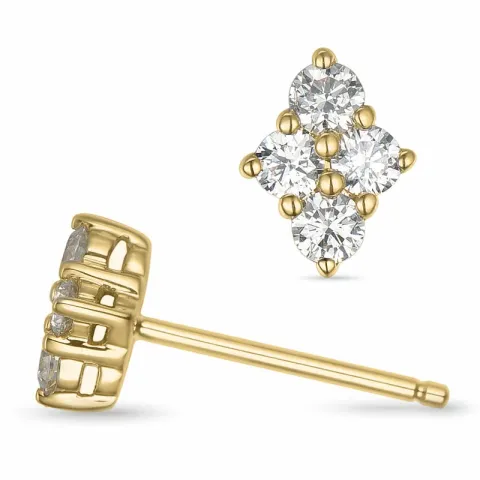 vierkant diamant oorsteker in 14 karaat goud met diamant