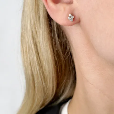 vierkant diamant oorsteker in 14 karaat goud met diamant