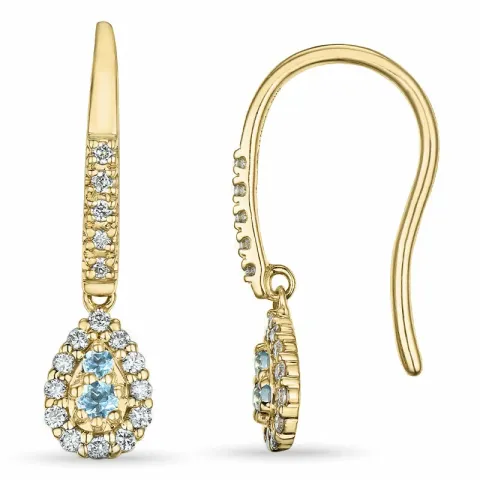 lange druppel topaas briljant oorbellen in 14 karaat goud met topaas en diamant