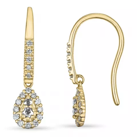 lange diamant briljant oorbellen in 14 karaat goud met diamant 