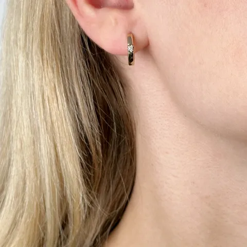 13 mm diamant creool in 14 karaat goud met diamant