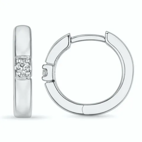 13 mm diamant creool in 14 karaat witgoud met diamant 