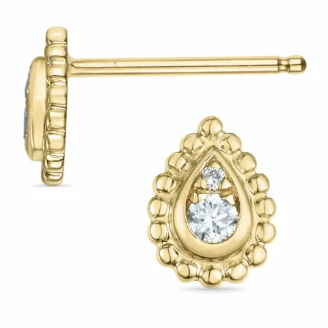 druppel diamant oorsteker in 14 karaat goud met diamant
