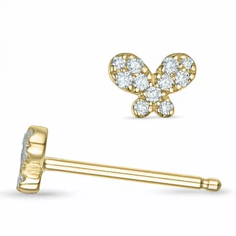 vlinder diamant oorsteker in 14 karaat goud met diamant 