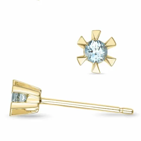 2 x 0,05 ct aquamarijn solitaire oorbel in 14 karaat goud met aquamarijn