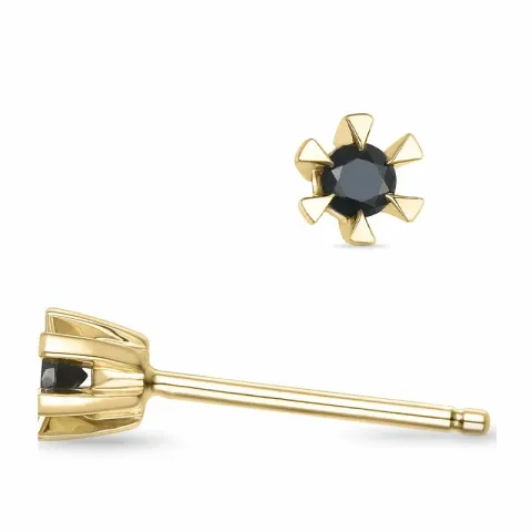 2 x 0,05 ct zwart diamant solitaire oorbel in 14 karaat goud met zwart diamant