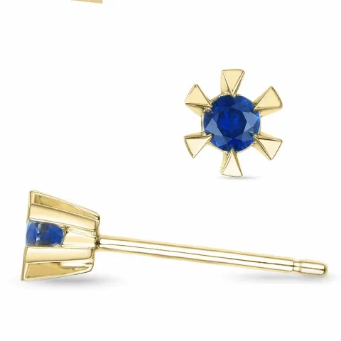 2 x 0,07 ct saffier solitaire oorbel in 14 karaat goud met saffier