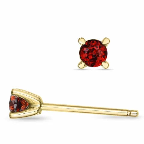 2 x 0,14 ct testsieraad granaat solitaire oorbel in 14 karaat goud met granaat