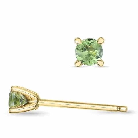 2 x 0,12 ct peridoot solitaire oorbel in 14 karaat goud met peridoot