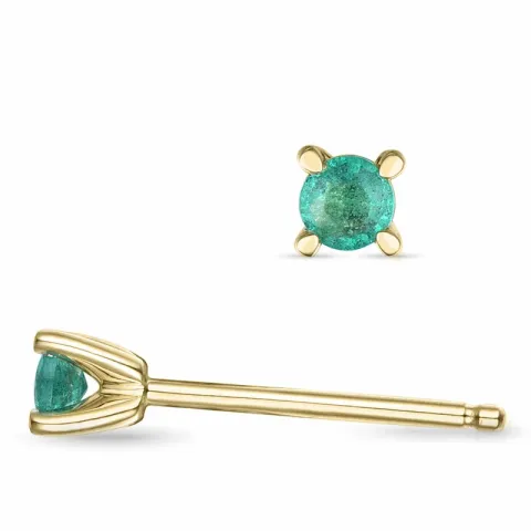 2 x 0,12 ct smaragd solitaire oorbel in 14 karaat goud met smaragd