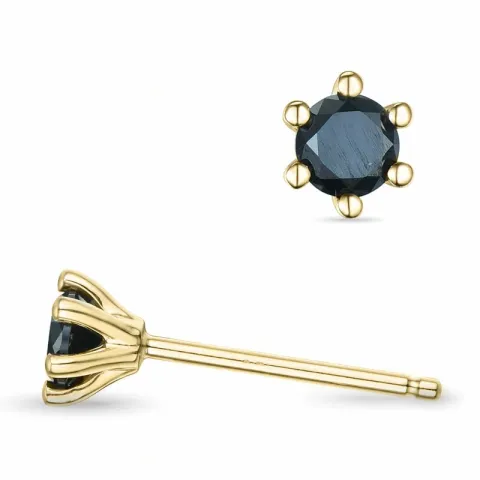 2 x 0,15 ct zwart briljant solitaire oorbel in 14 karaat goud met zwart diamant