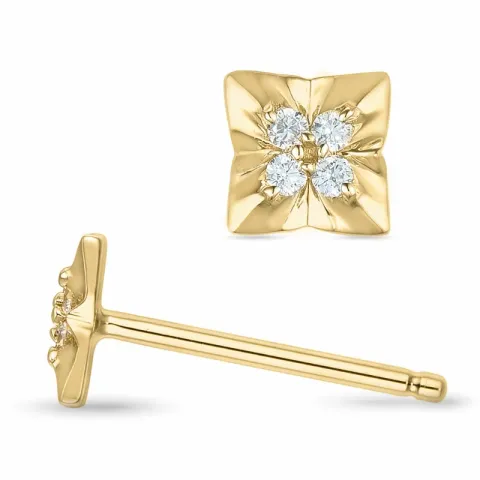vierkant briljant oorbellen in 14 karaat goud met diamant