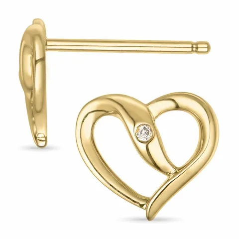hart briljant oorbellen in 14 karaat goud met diamant 