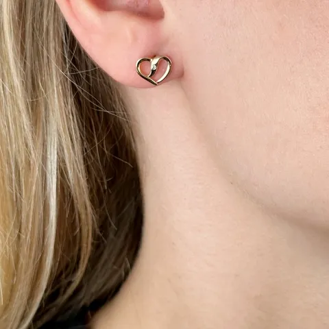 hart briljant oorbellen in 14 karaat goud met diamant 