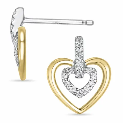 hart diamant oorsteker in 14 karaat goud en witgoud met diamant