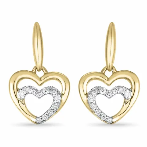 hart briljant oorbellen in 14 karaat goud en witgoud met diamant