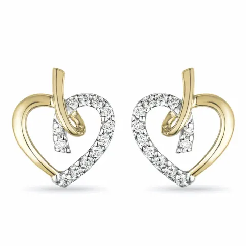 hart diamant oorsteker in 14 karaat goud en witgoud met diamant