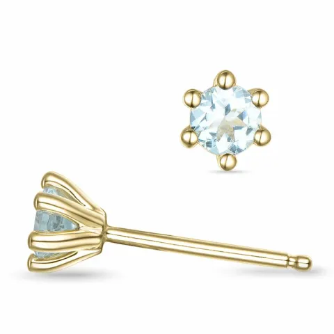 2 x 0,22 ct aquamarijn solitaire oorbel in 14 karaat goud met aquamarijn