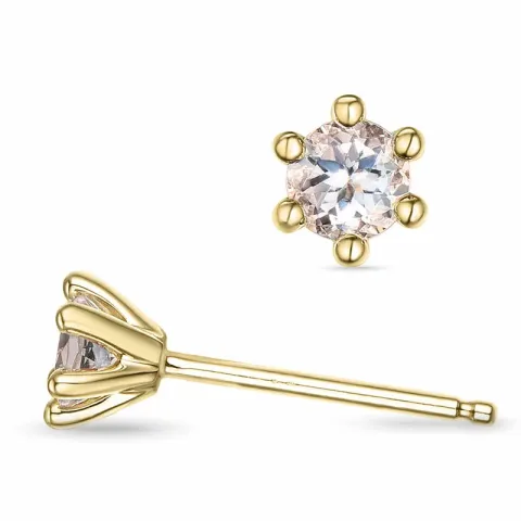 2 x 0,19 ct morganiet solitaire oorbel in 14 karaat goud met morganiet
