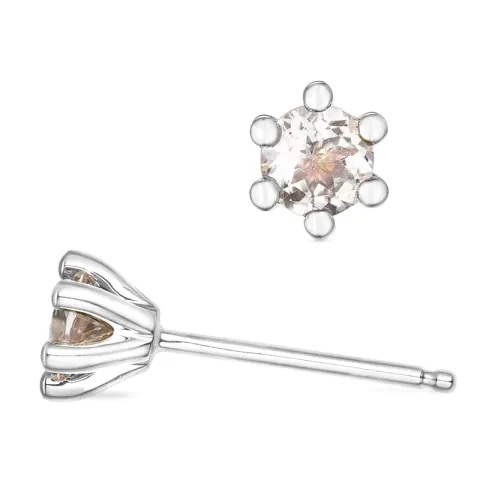2 x 0,22 ct morganiet solitaire oorbel in 14 karaat witgoud met morganiet