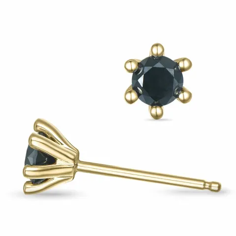 2 x 0,25 ct zwart diamant solitaire oorbel in 14 karaat goud met zwart diamant