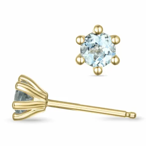 2 x 0,25 ct aquamarijn solitaire oorbel in 14 karaat goud met aquamarijn