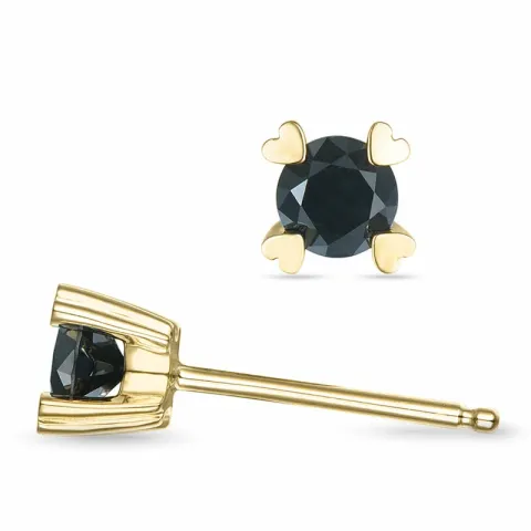 2 x 0,25 ct zwart diamant solitaire oorbel in 14 karaat goud met zwart diamant