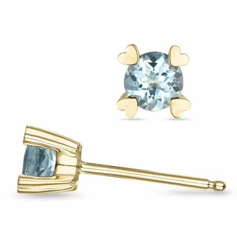 2 x 0,25 ct aquamarijn solitaire oorbel in 14 karaat goud met aquamarijn