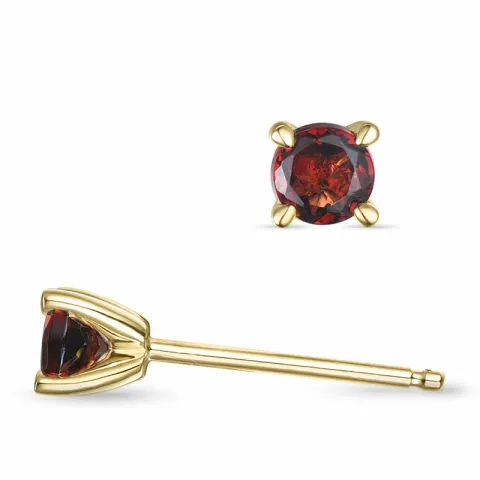 2 x 0,28 ct granaat solitaire oorbel in 14 karaat goud met granaat