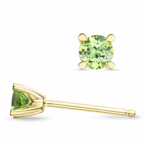 2 x 0,23 ct peridoot solitaire oorbel in 14 karaat goud met peridoot