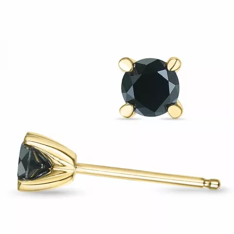 2 x 0,25 ct zwart diamant solitaire oorbel in 14 karaat goud met zwart diamant 