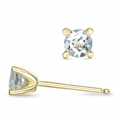 2 x 0,25 ct witte kwarts solitaire oorbel in 14 karaat goud met kwarts