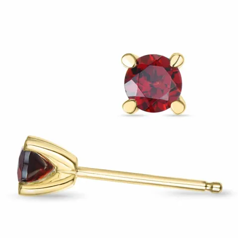 2 x 0,32 ct granaat solitaire oorbel in 14 karaat goud met granaat