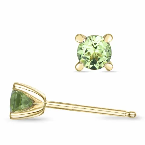 2 x 0,30 ct peridoot solitaire oorbel in 14 karaat goud met peridoot