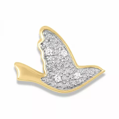 vogel diamant hanger in 14 caraat goud met rhodium 0,0208 ct