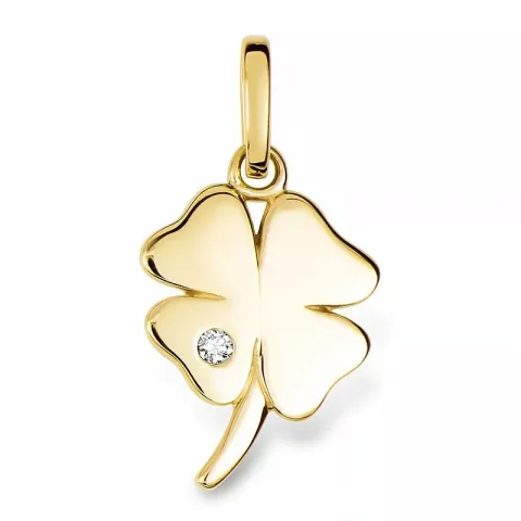 klavertje vier hanger in 14 caraat goud 0,01 ct