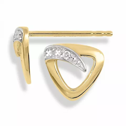 driehoekig diamant oorsteker in 14 karaat goud met rodium met diamant 