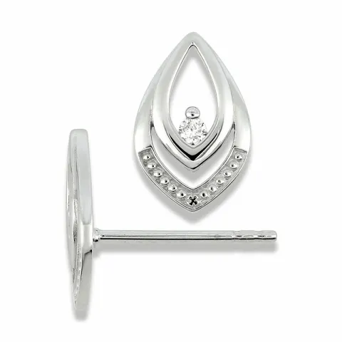 druppel diamant oorsteker in 14 karaat witgoud met diamant 