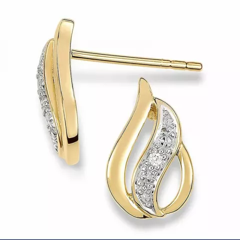 druppel diamant oorbellen in 14 karaat goud met rodium met diamant 