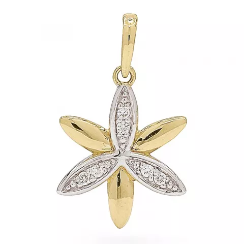 bloem diamanten hanger in 14 caraat goud met rhodium 0,072 ct