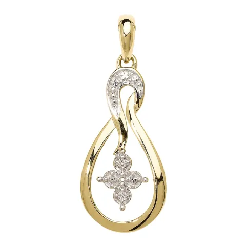 Groot diamant hanger in 14 caraat goud-en witgoud 0,02 ct