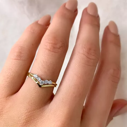 Elegant witte zirkoon ring in 14 karaat goud met rodium