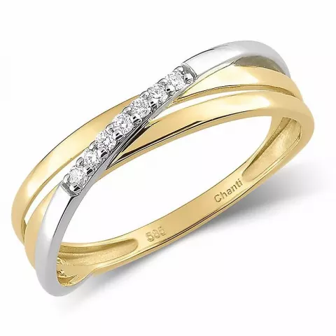 diamant ring in 14 karaat goud met rhodium 0,056 ct