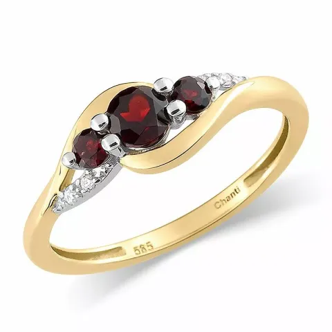 granaat gouden ring in 14 karaat goud met rhodium 0,02 ct