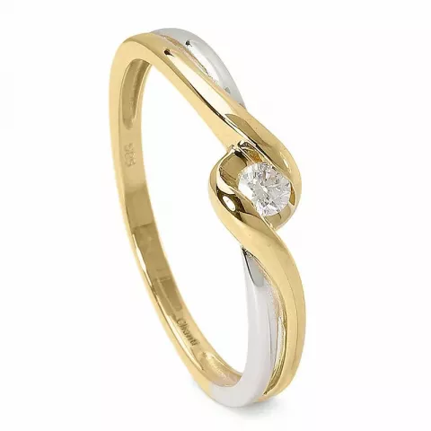 Eenvoudige diamant gouden ring in 14 karaat goud met rhodium 0,08 ct