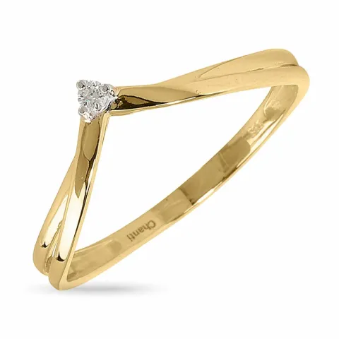 V diamant gouden ring in 14 karaat goud met rhodium 0,021 ct