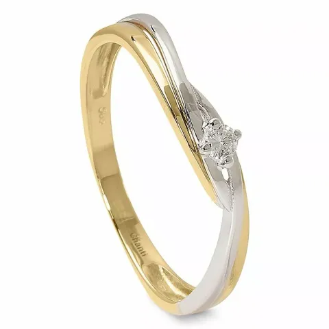 Smal diamant ring in 14 karaat goud met rhodium 0,05 ct
